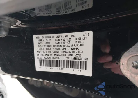 2013 Honda Accord Sport z USA, uszkodzony, nr VIN 1HGCR2F50DA073677